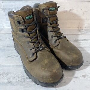 Hytest Composite Toe Boots Mens 10W Brown Leather Waterproof Safety Footwear PR